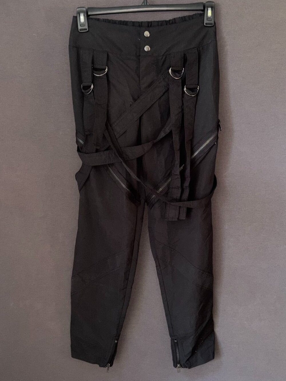 Balera Pop Star Black Suspender Strap D-Ring Ankle Zip Hip Hop Dance Pants SA